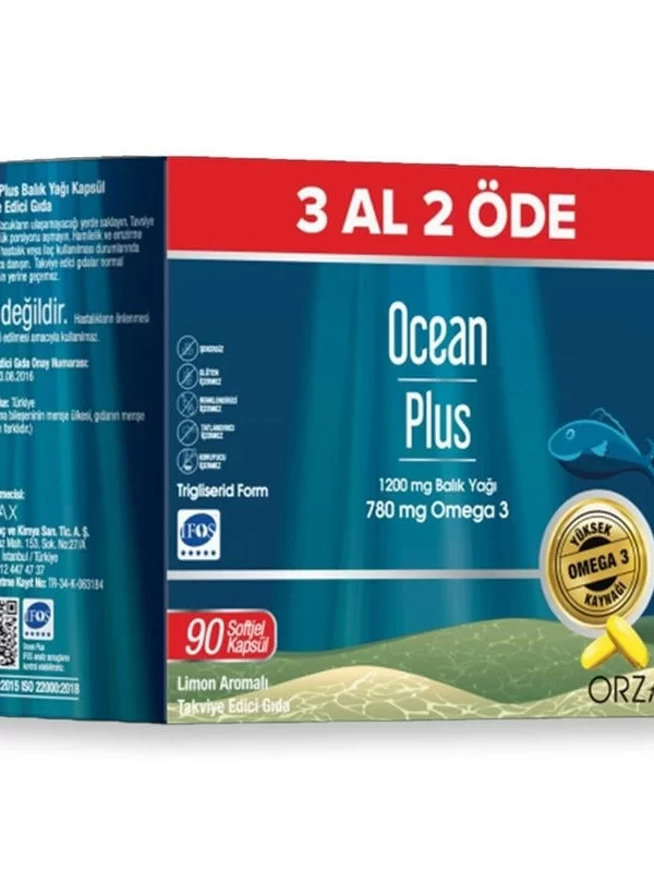 Orzax Ocean Plus Limon Aromalı Takviye Edici 90 Kapsül 3 Al 2 Öde