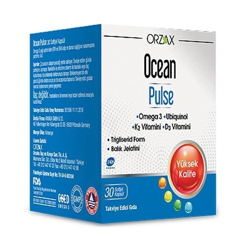 Orzax Ocean Pulse 30 Kapsül omega takviye gıda vitamin mineral