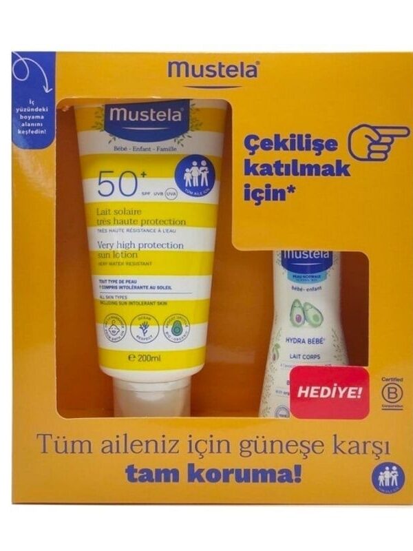 Mustela Spf50 Çok Yüksek Koruma Faktörlü Güneş Losyonu 200ml Hydrabebe Vücut Losyonu 100ml