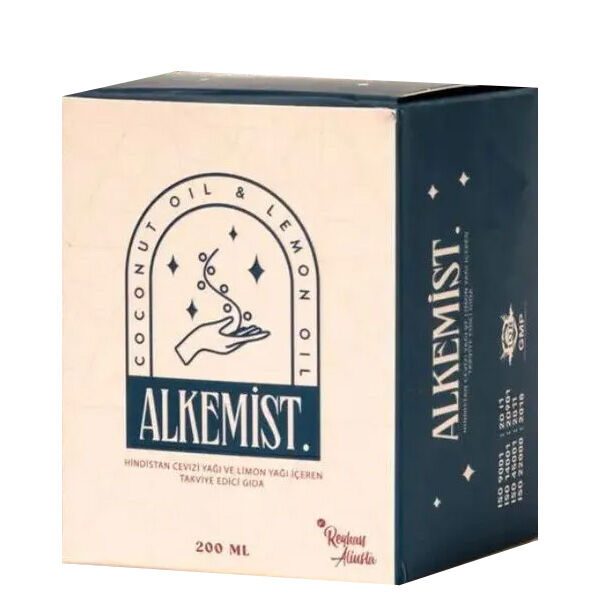 Alkemist By Reyhan Aliusta Takviye Edici Gıda 200 ml Hindistan cevizi yağı ve limon yağı içeren takviye edici gıda.